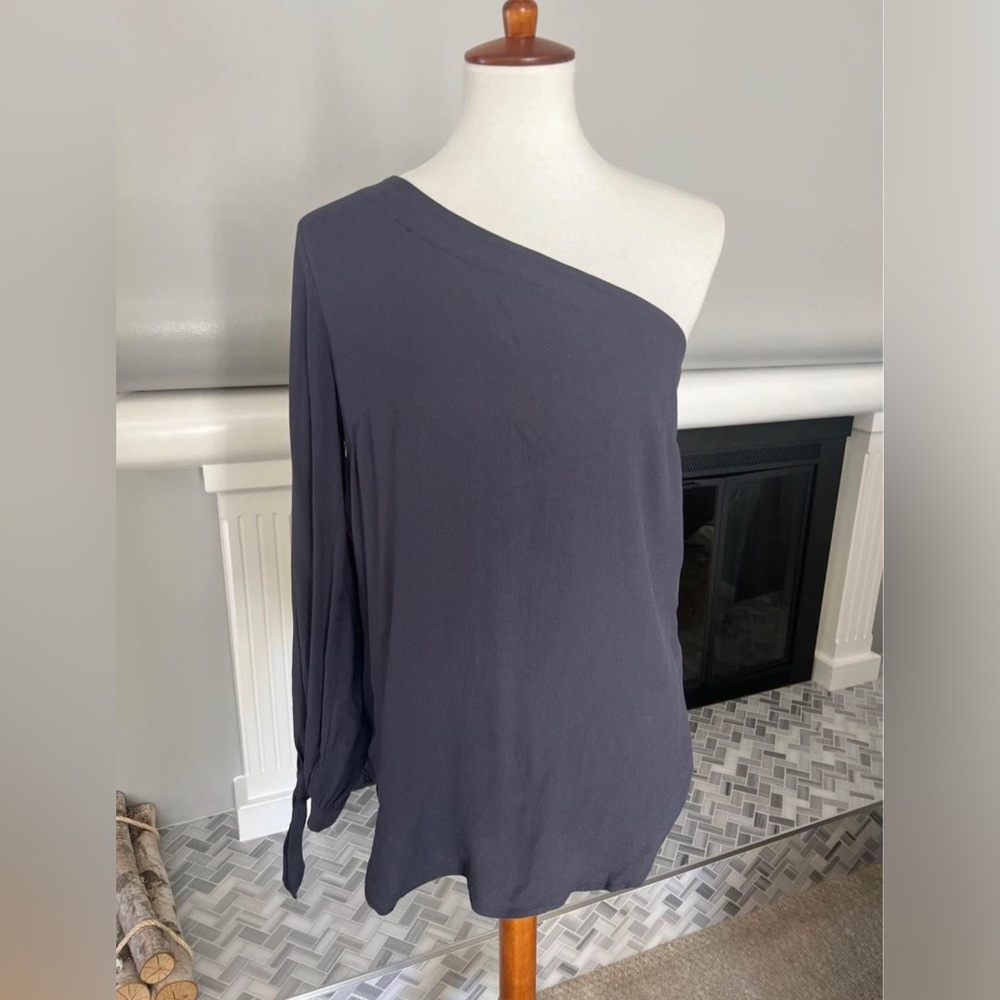 Trouve One Shoulder Asymmetrical Top - Dark Grey - Size S